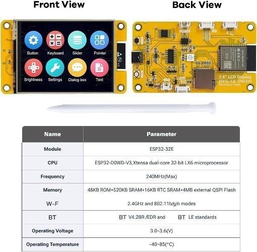 ESP32 2.8 Inch TFT LCD Display Module Resistive Touch Screen ILI9341 Size: 2.8