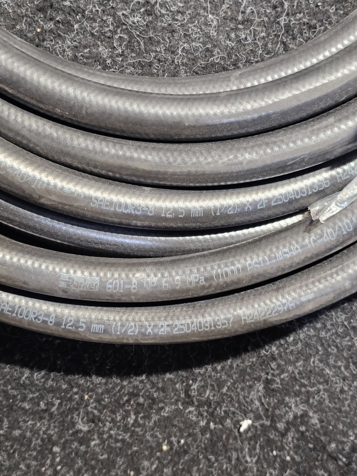 Parker 601-8 50′ x 1/2″ ID Low Pressure Rubber Hydraulic Hose Synthetic Rubber