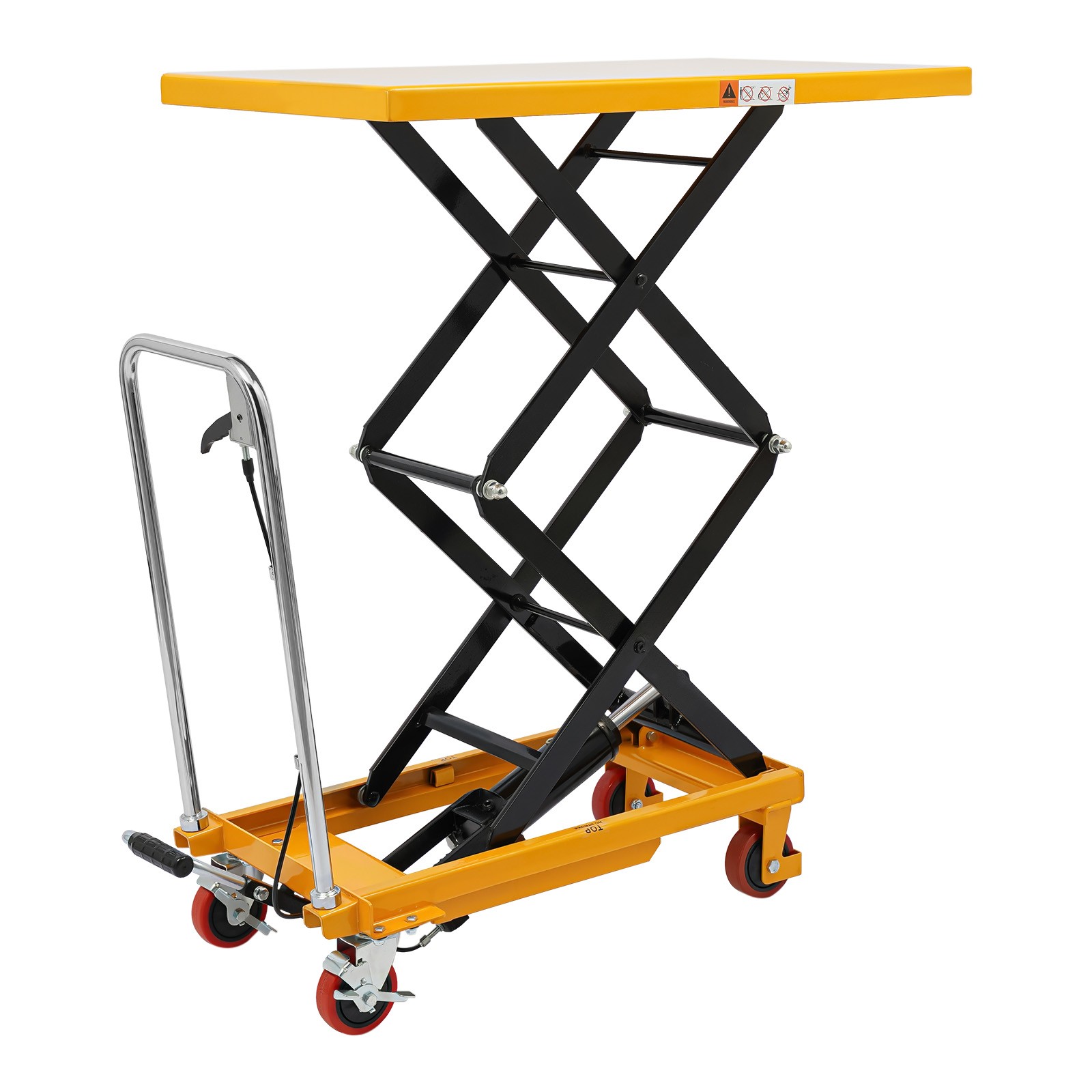 Hydraulic Lift Table Cart 770lbs 51″ Lifting Height Double Scissor w/ 4 Wheels