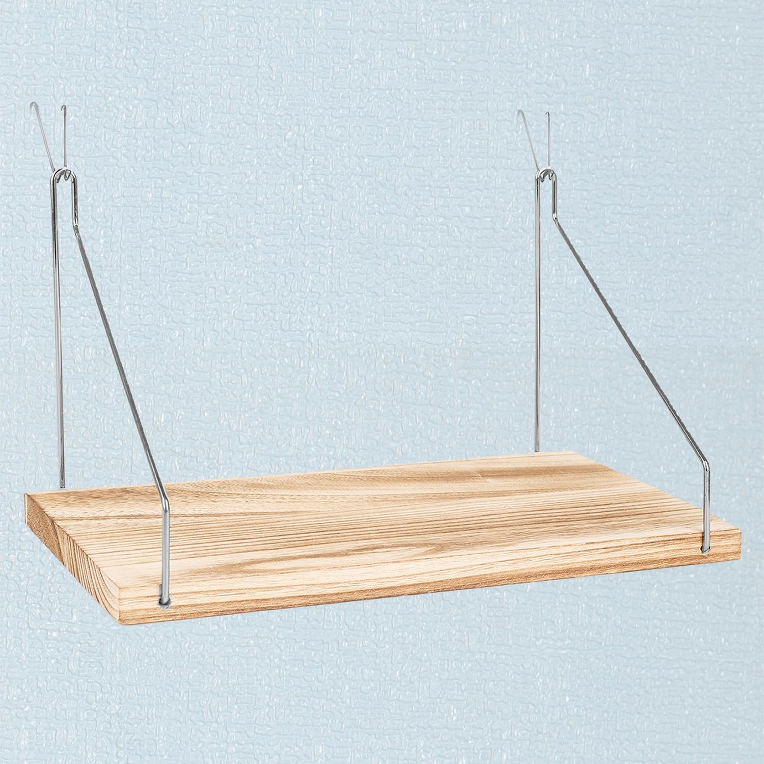 12×6 Inch Wooden Cubicle Shelf Hanging Organizer Silver Bracket Office Decor