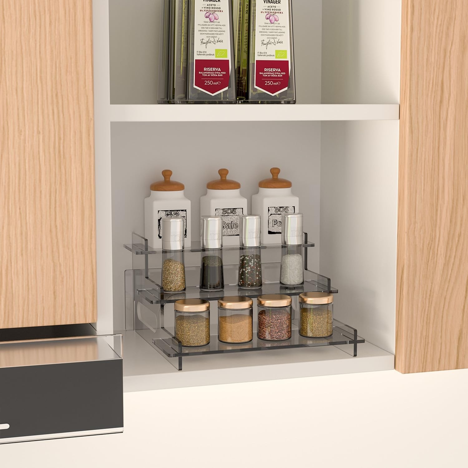 Ymjhdfe Clear Acrylic Display Risers – 3-Tier Shelf Stand Small, transparent