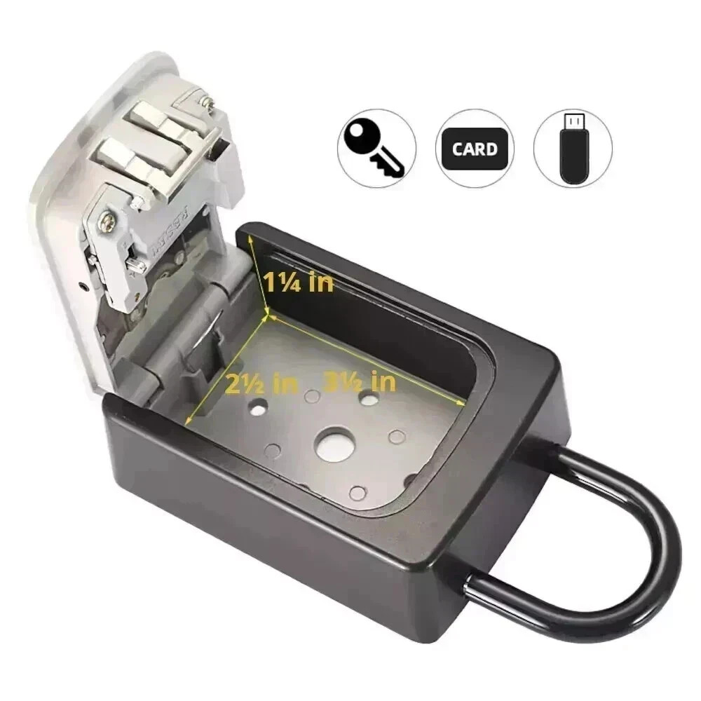 Key Lock Box Wall Mount Outdoor Weatherproof 4-Digit Combination Key Safe