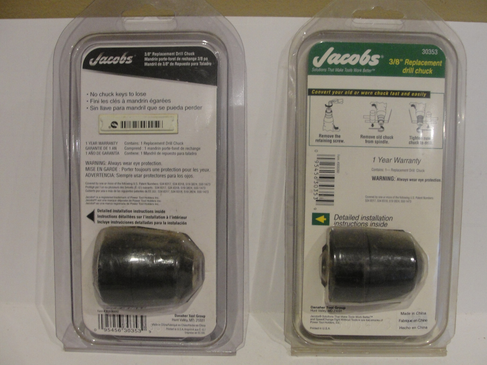 Jacobs 30353 Keyless Chuck for Corded & Cordless Drills, 3/8″