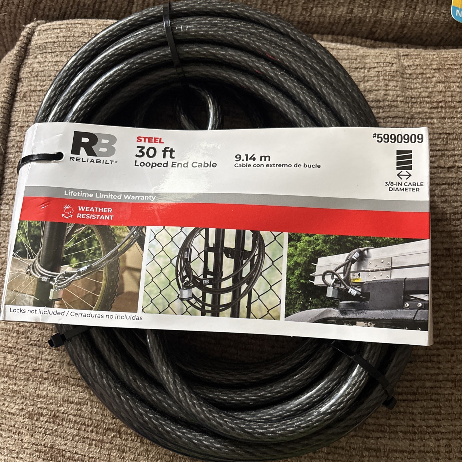 Steel 30 Ft Looped Ended Cable
