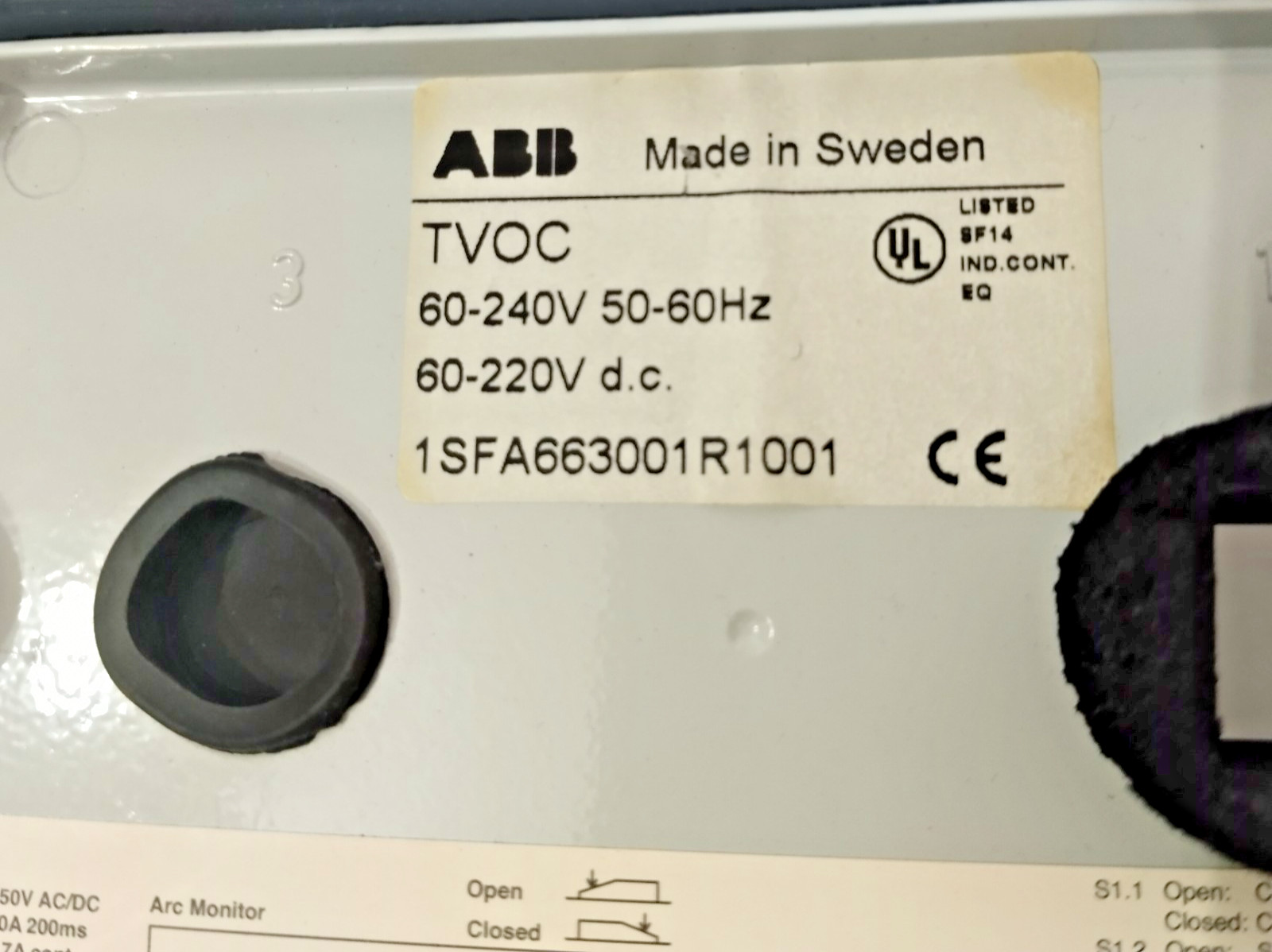 ABB ARC GUARD SYSTEM TVOC 1SFA663001R1001 60-240V DC MADE IN SWEDEN