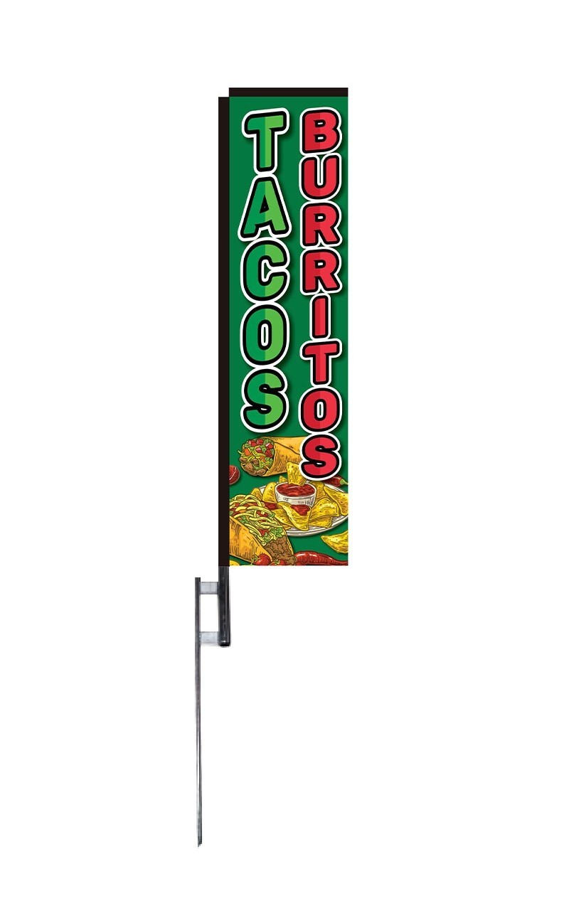 TACOS BURRITOS 12ft Rectangle Flag Full Kit (2)