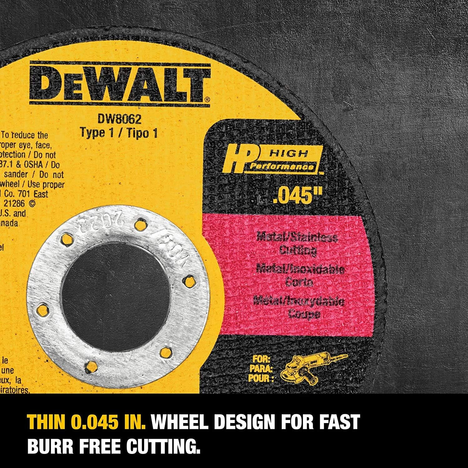 4-1/2 Inch Cut-Off Wheel, Angle Grinder Cutting Disc, General Purpose, 5-Pack (D