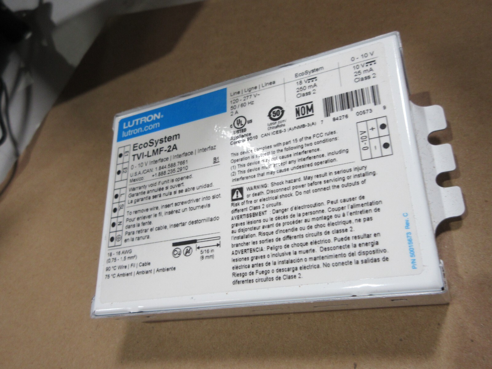 LUTRON TVI-LMF-2A ® EcoSystem® Lighting Interface, 120/220 to 240/277 VAC, 25 mA