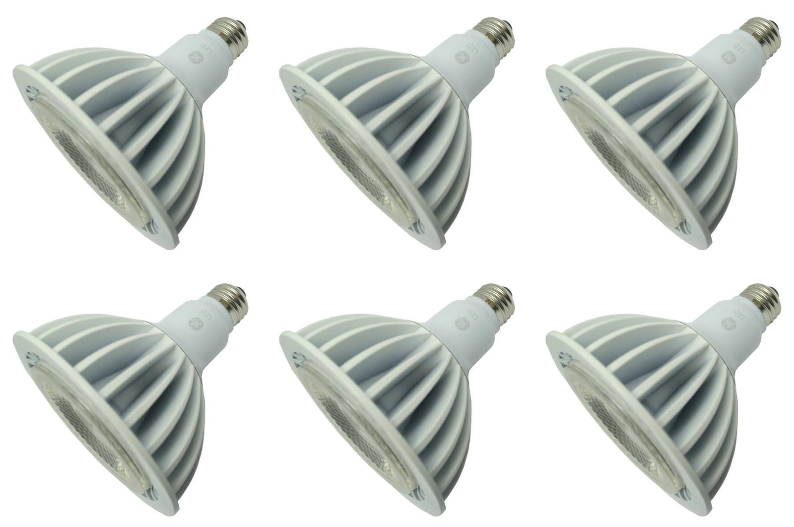 (6 bulbs) GE 30233 LED PAR38, 3100 lumens, 32 watt, 3500K Natural White, 15