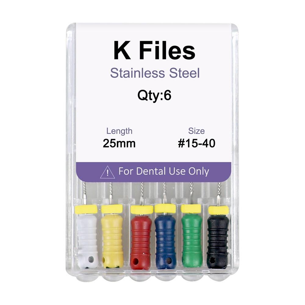 Dental Endo Root Canal File K-files Stainless Steel #6#8#10#15-40 Hand File 25mm