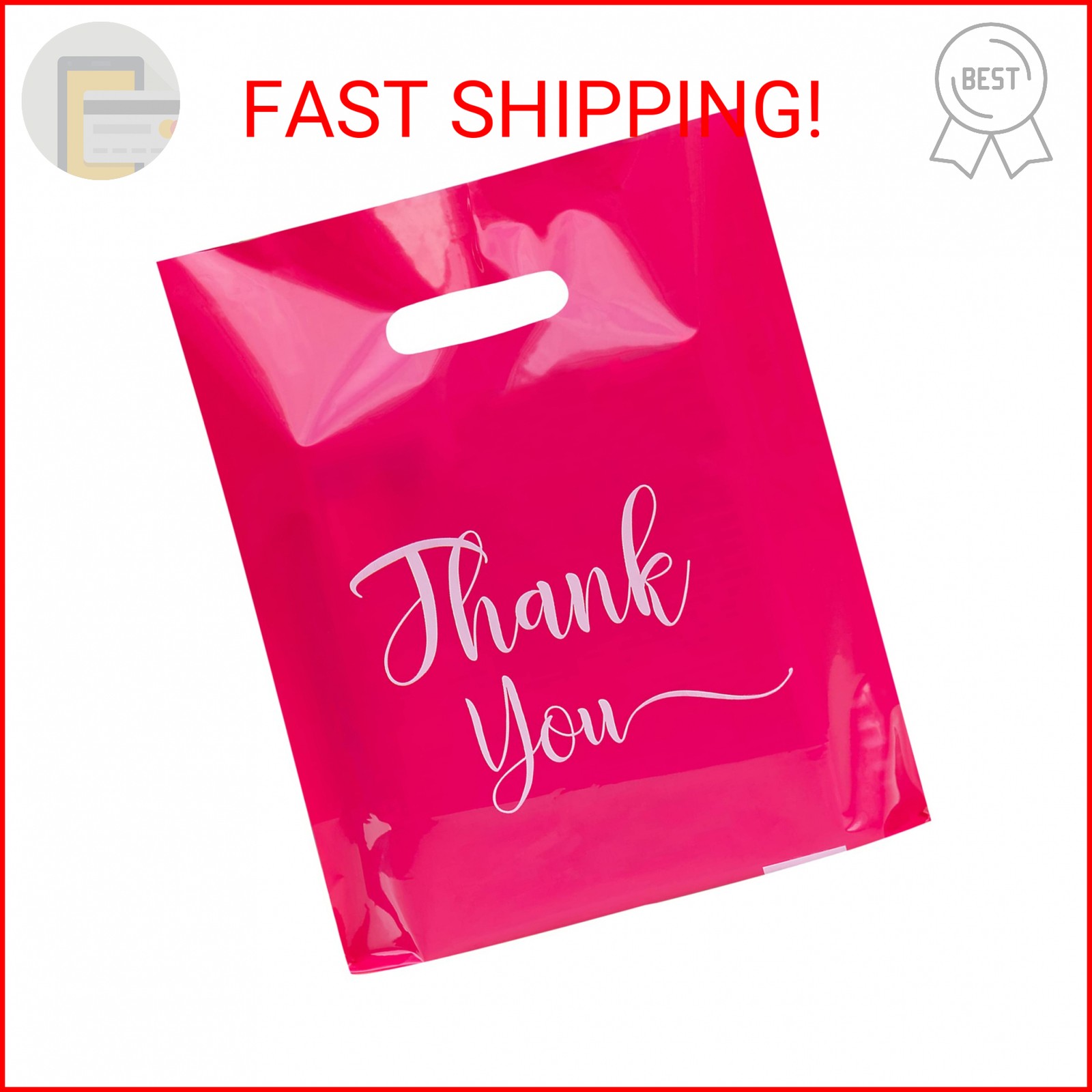 Thank You Bags, 100 Pack Bulk Plastic, Merchandise Bags for Packaging Products,