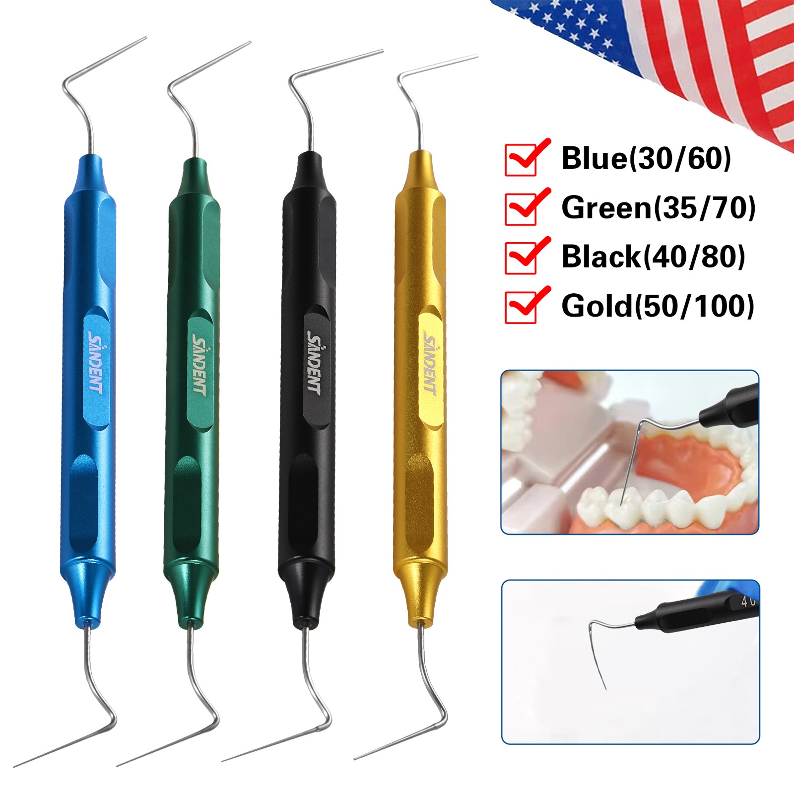 Endo Gutta Percha Tips Hand Plugger Condenser NITI 4pcs/Kit Dental