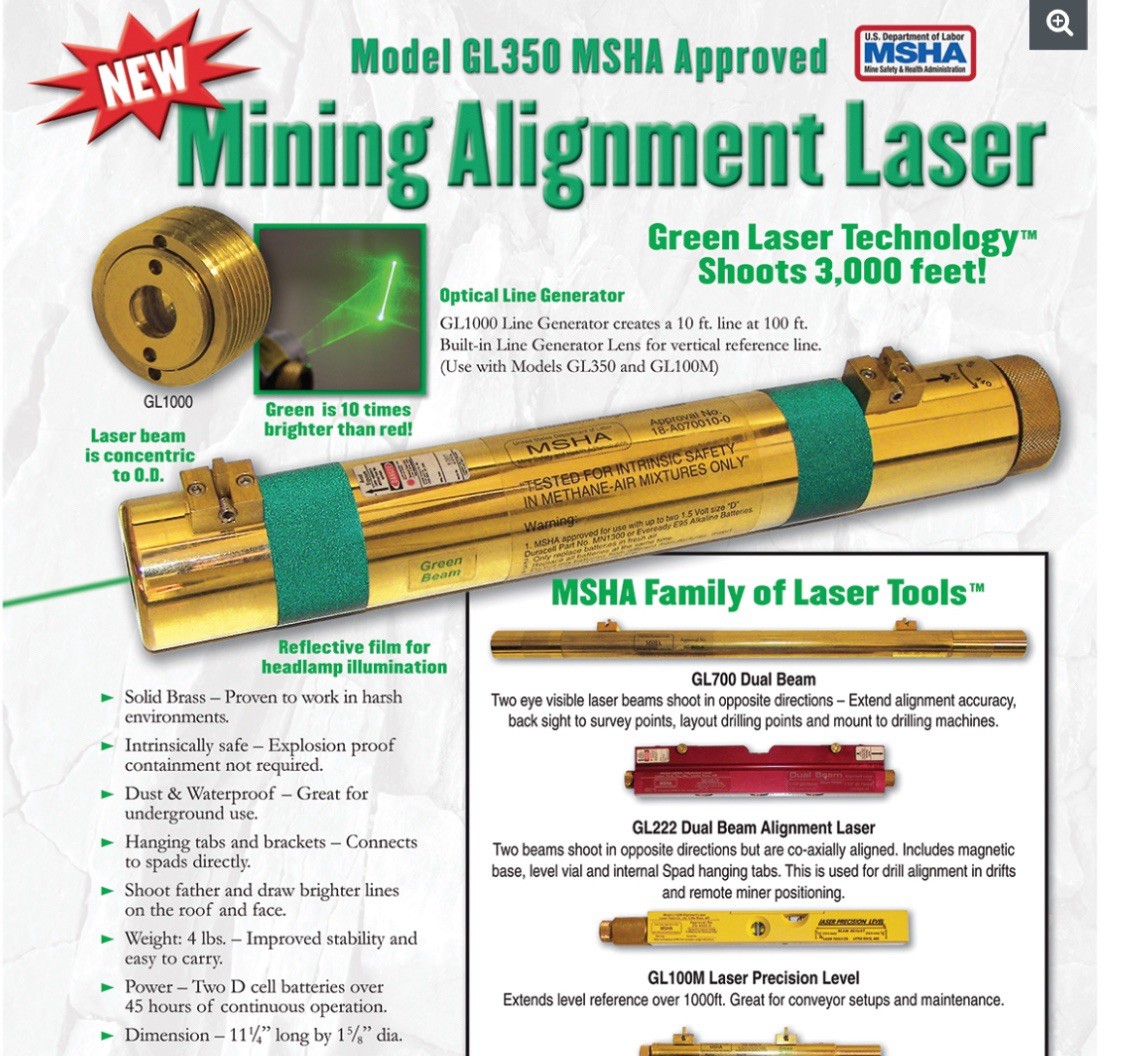 1 GL350 MSHA Approved Mining Laser