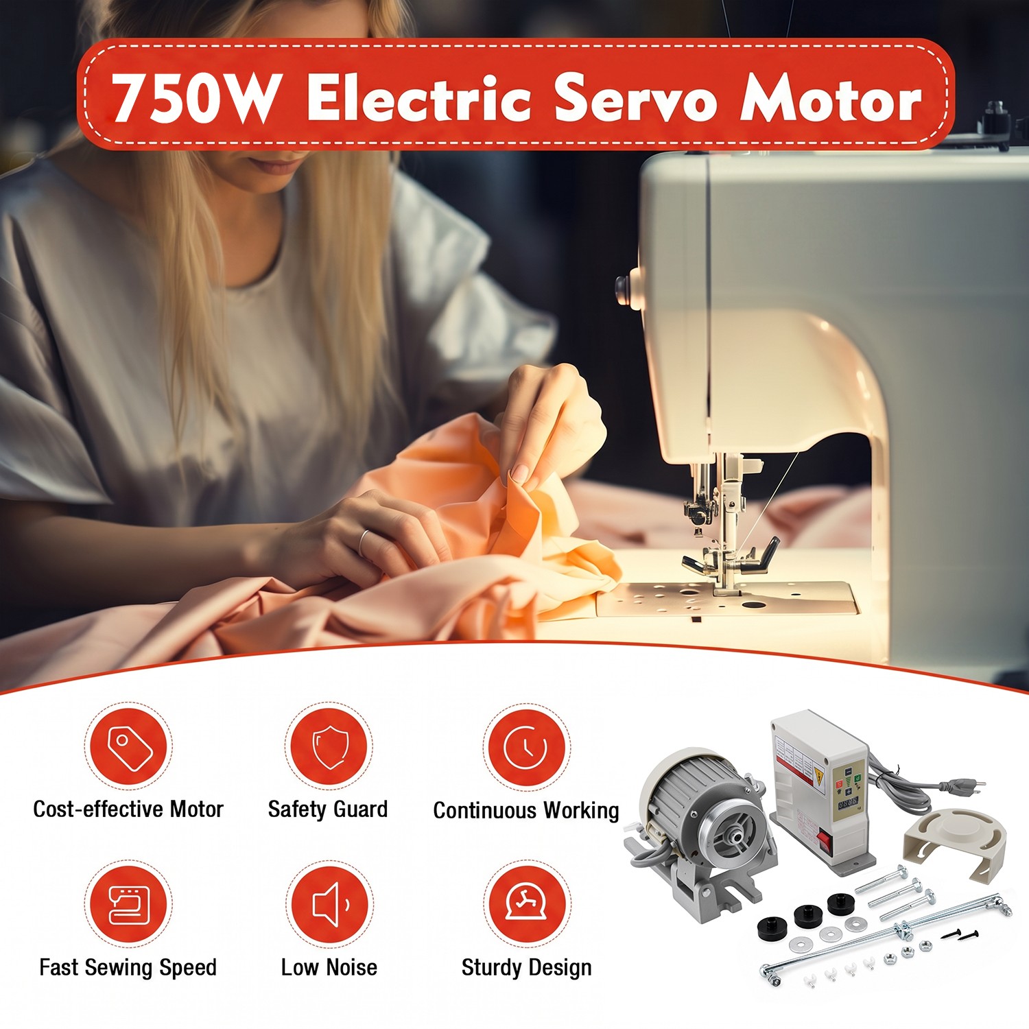 Sewing Servo Motor Brushless For Consew Brother Singer Sewing Machine 110V 750W
