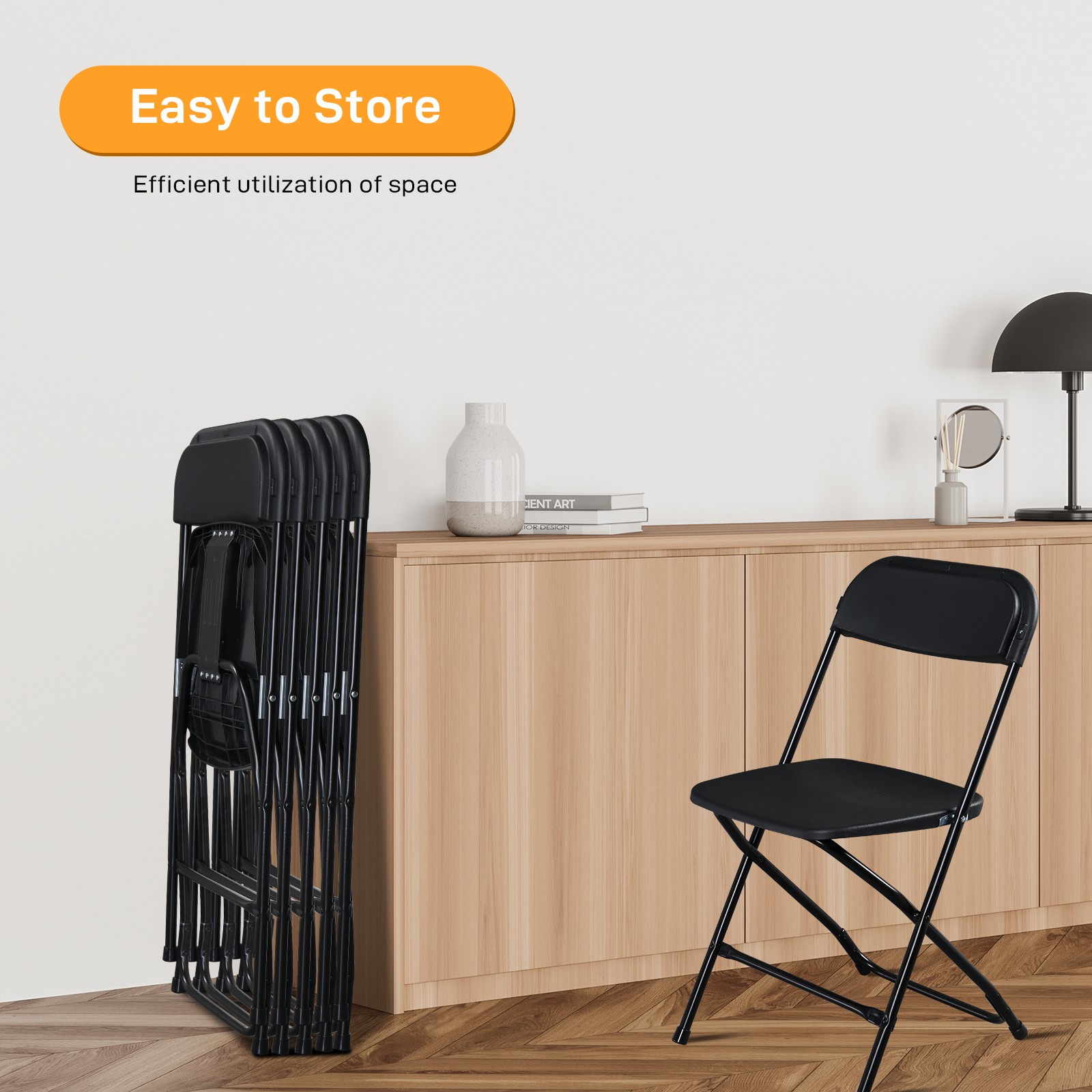 12PCS Folding Plastic Chair Wedding Party Outdoor Indoor 360LBS Capacity Black