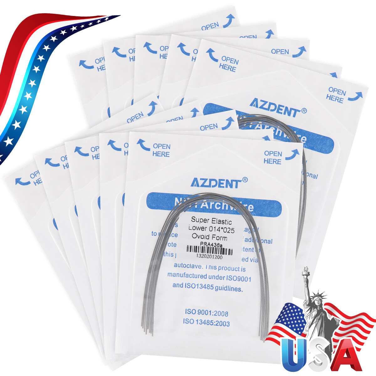AZDENT Dental Ortho Super Elastic Rectangular Arch Wire Niti Ovoid upper/Lower