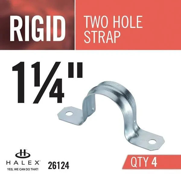 Halex 26124 Rigid Conduit Hanger Straps 2-Hole Electrical 1-1/4 in. {NOS} 4-Pack