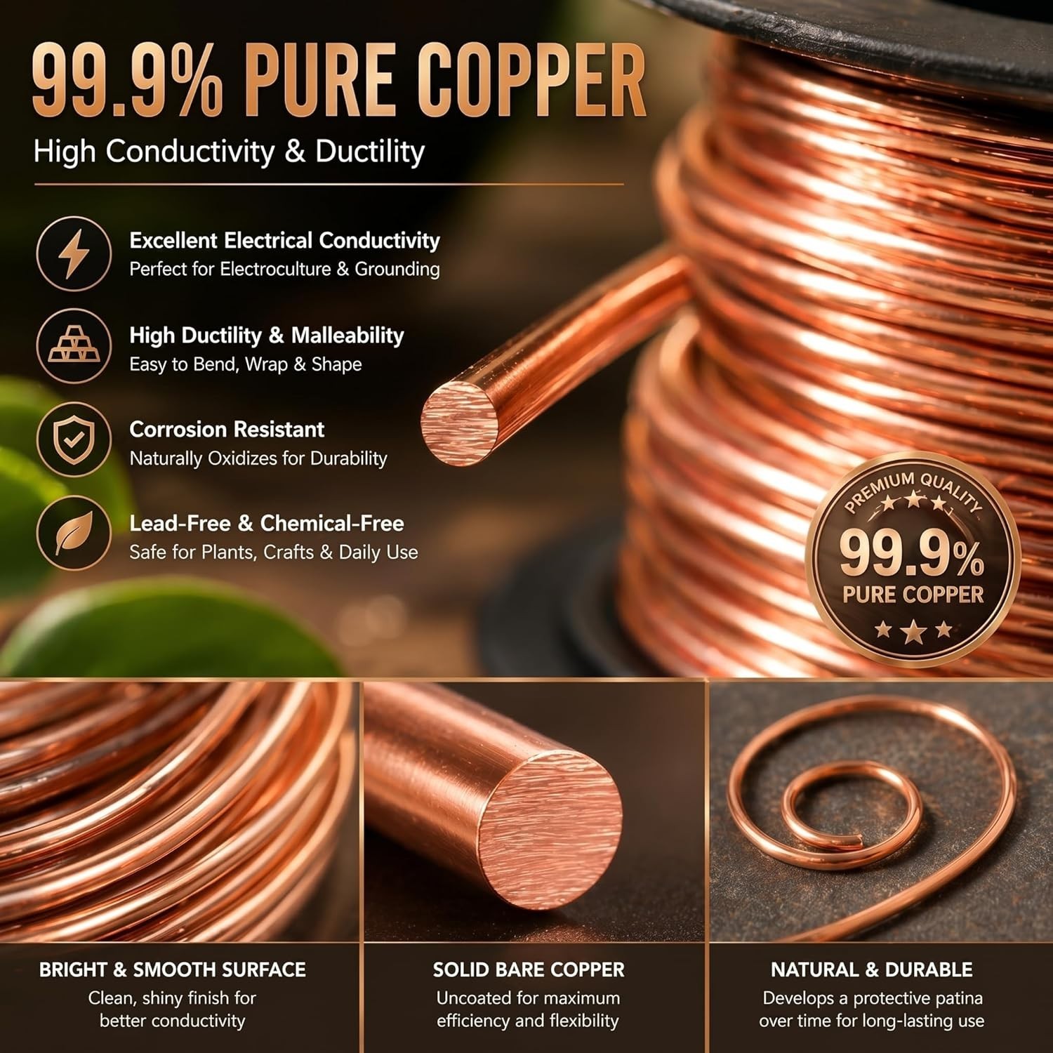 Corrosion Resistant Copper Wire – 30ft 10 Gauge