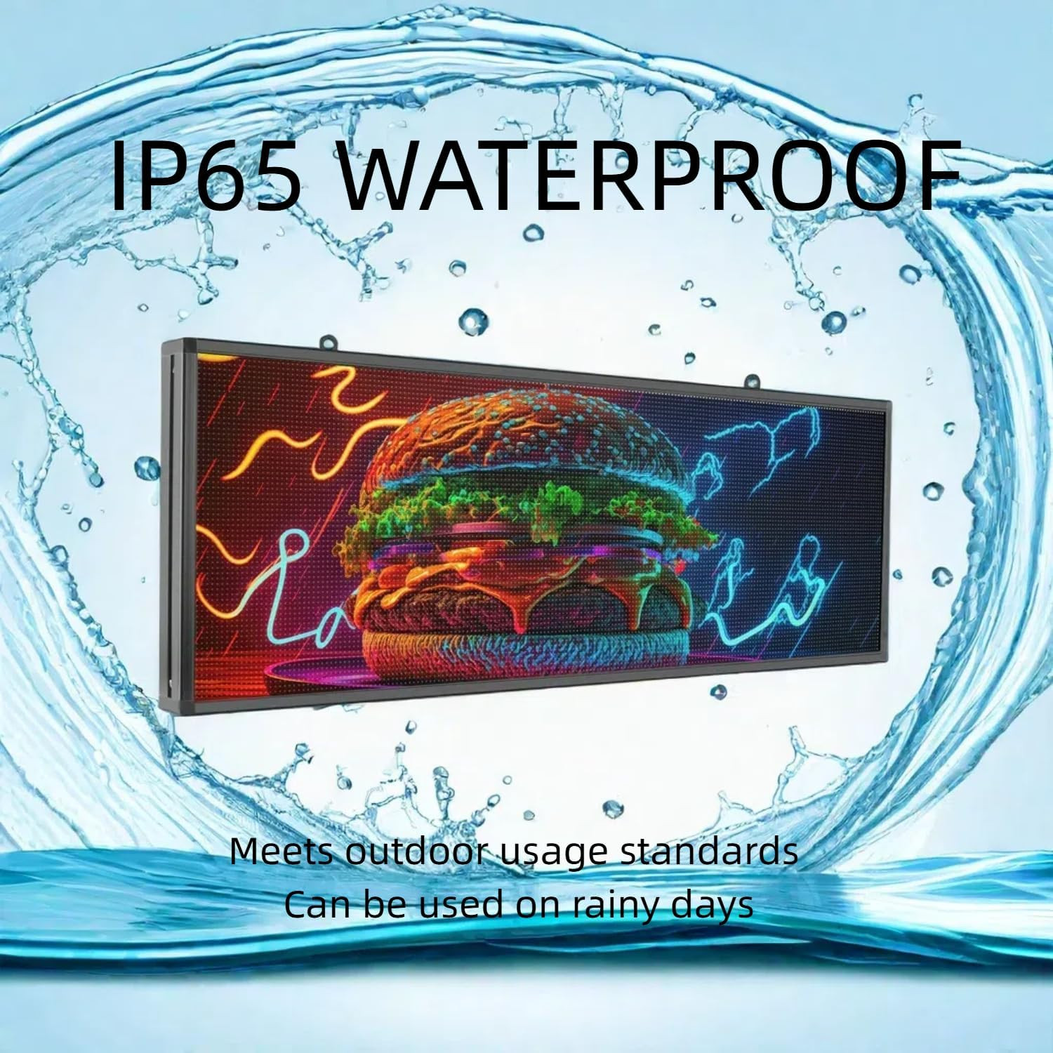 40”x17” Programmable LED Sign, WiFi/USB Control, Waterproof for Outdoor Use