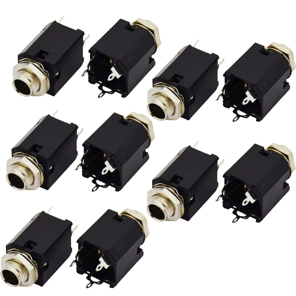 10PCS 1/4″ 6.35mm Stereo Jack Socket Audio Plug For Guitar Pedal/Amp/ Diy