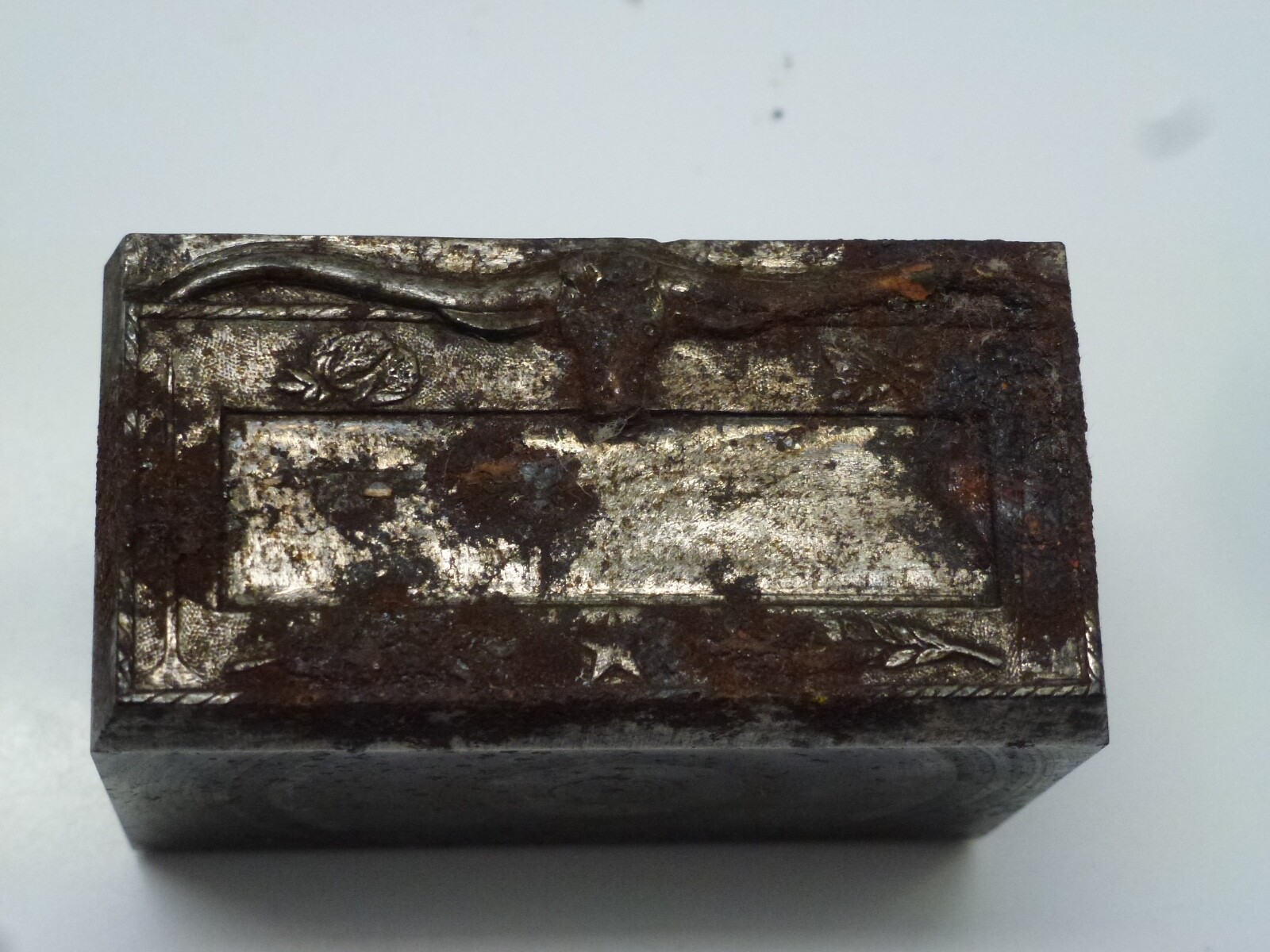 OLD VINTAGE RARE IRON STAMP BLOCK PRINT IMAGE OF LONGHORN AS IS Rust & Corrosion