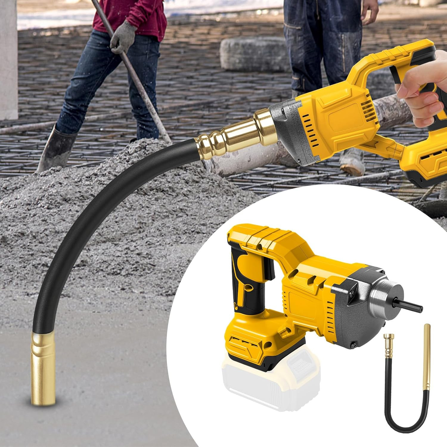 Cordless Concrete Vibrating Tool for Dewalt 20V Battery, 600W Brushless Concrete