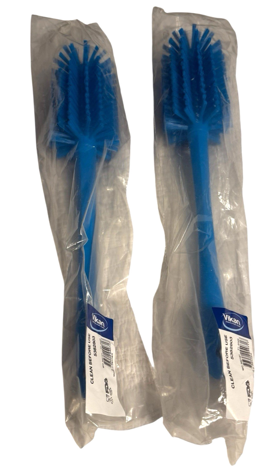 2x One-Piece Pipe Brush, 16″ Long, 3.1″ Round – Medium, Blue (5382803) Vikan