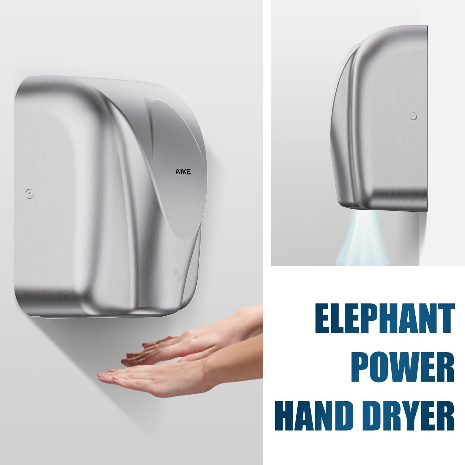 Elephant Hand Dryer – 8-12 Seconds Dry Time, Stainless Steel, 2-