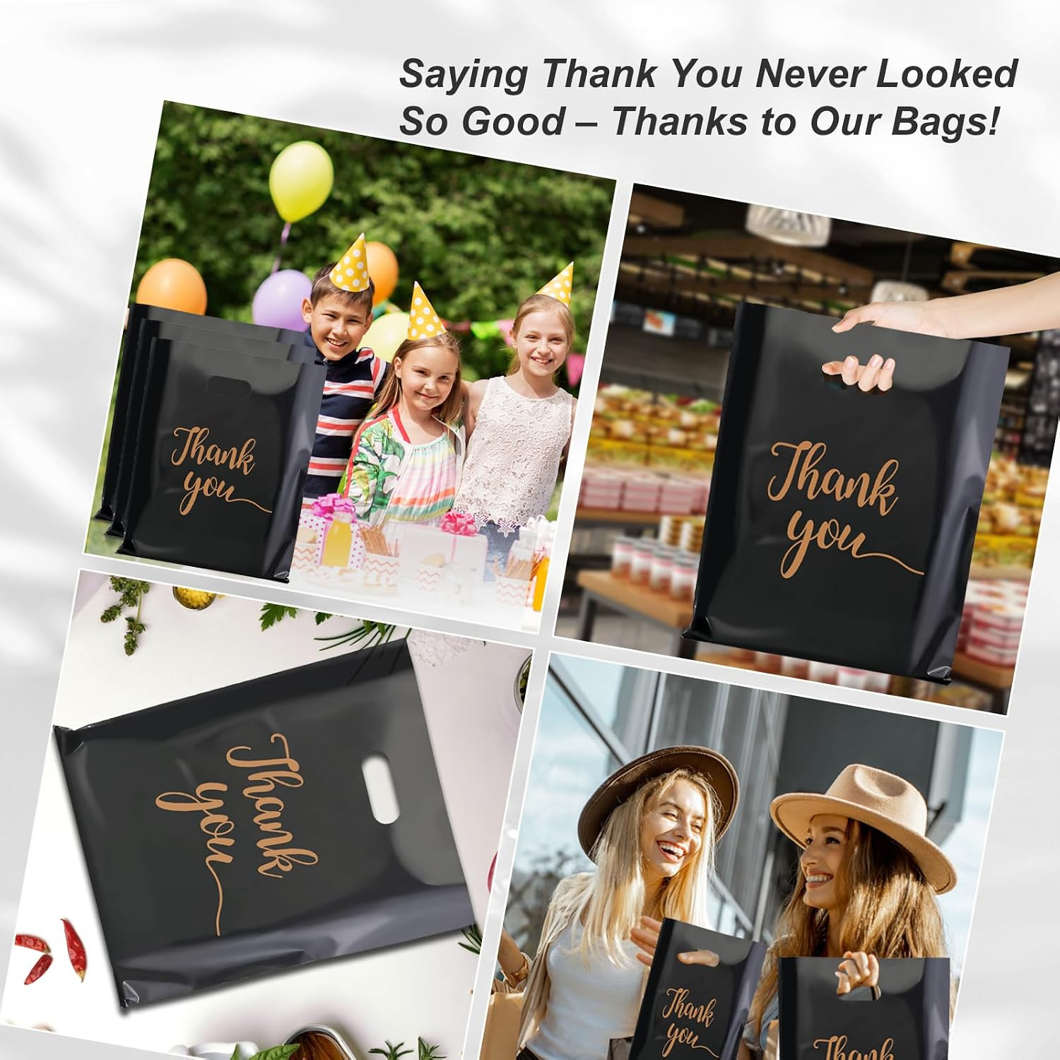 50 Pack Thank You Merchandise Bags, Extra Thick 2.36 Mil Wholesale Bulk Retail S