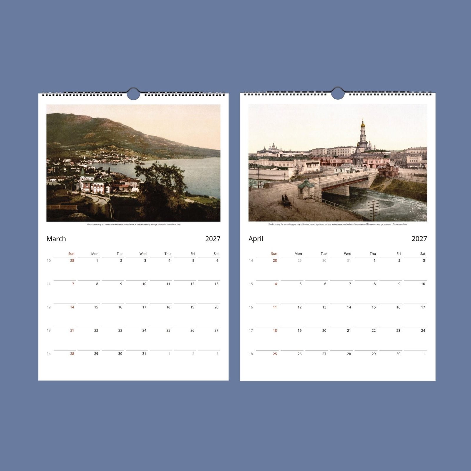 2027 Ukraine Wall Calendar – Vintage Photochrom History Photography, 11×16.5″