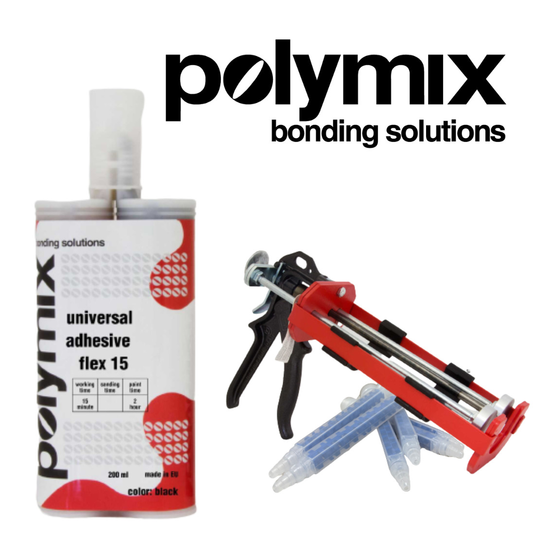 Polymix Black Automotive Rigid Plastic Repair & Adhesive Cartridge 50ml