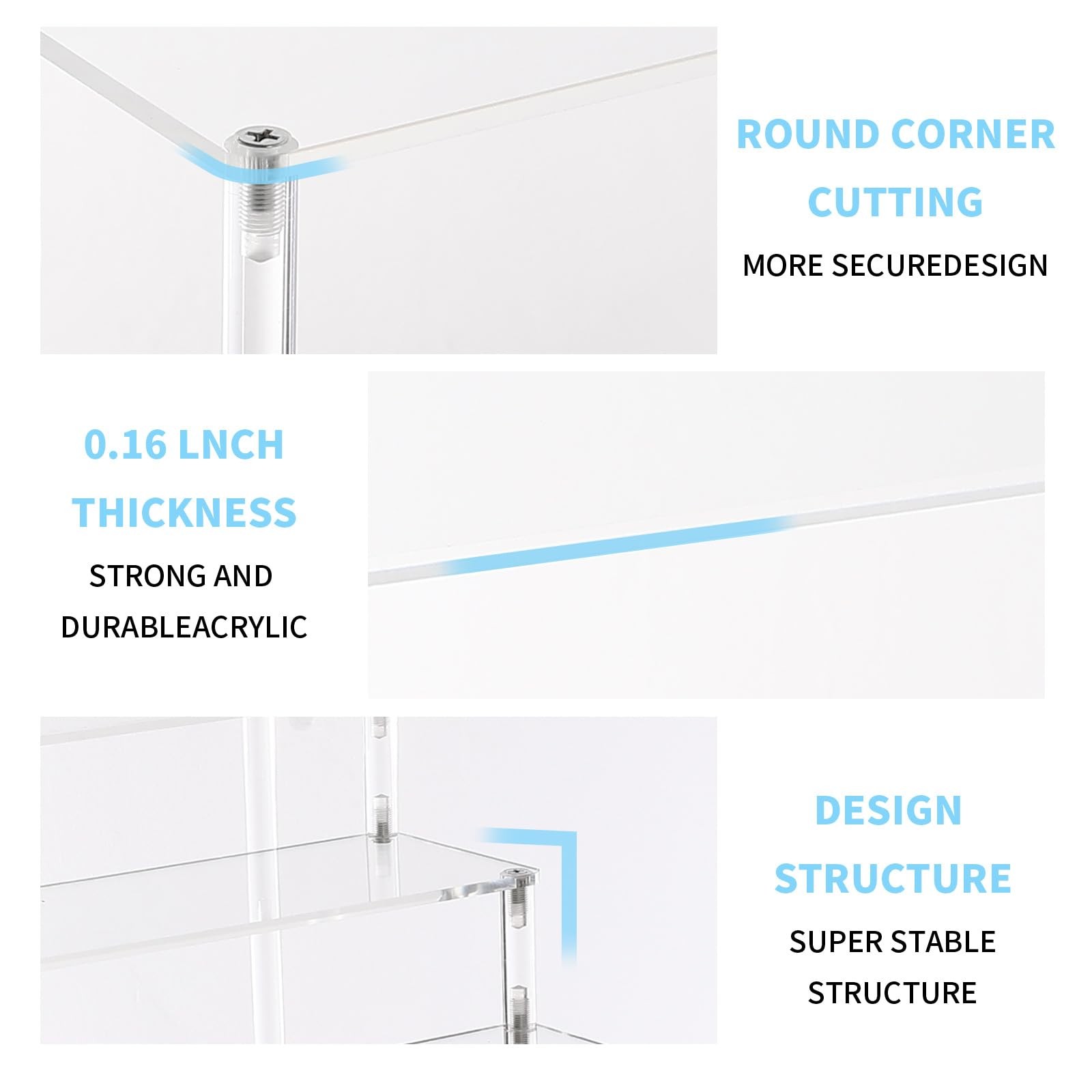 Clear 3 Tier Acrylic Tabletop Display Risers for Figures, Cosmetics & Home Decor
