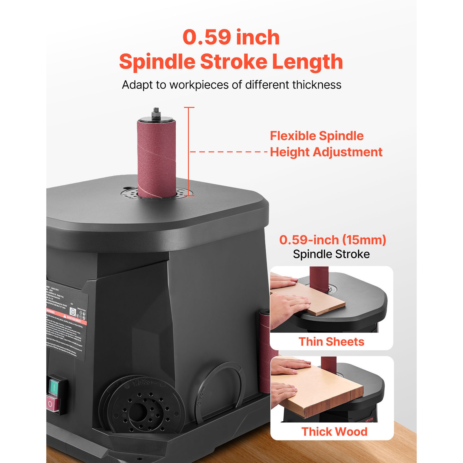 Uimoso Oscillating Spindle Sander 2000RPM Tabletop Sander with 6 Sanding Sleeves