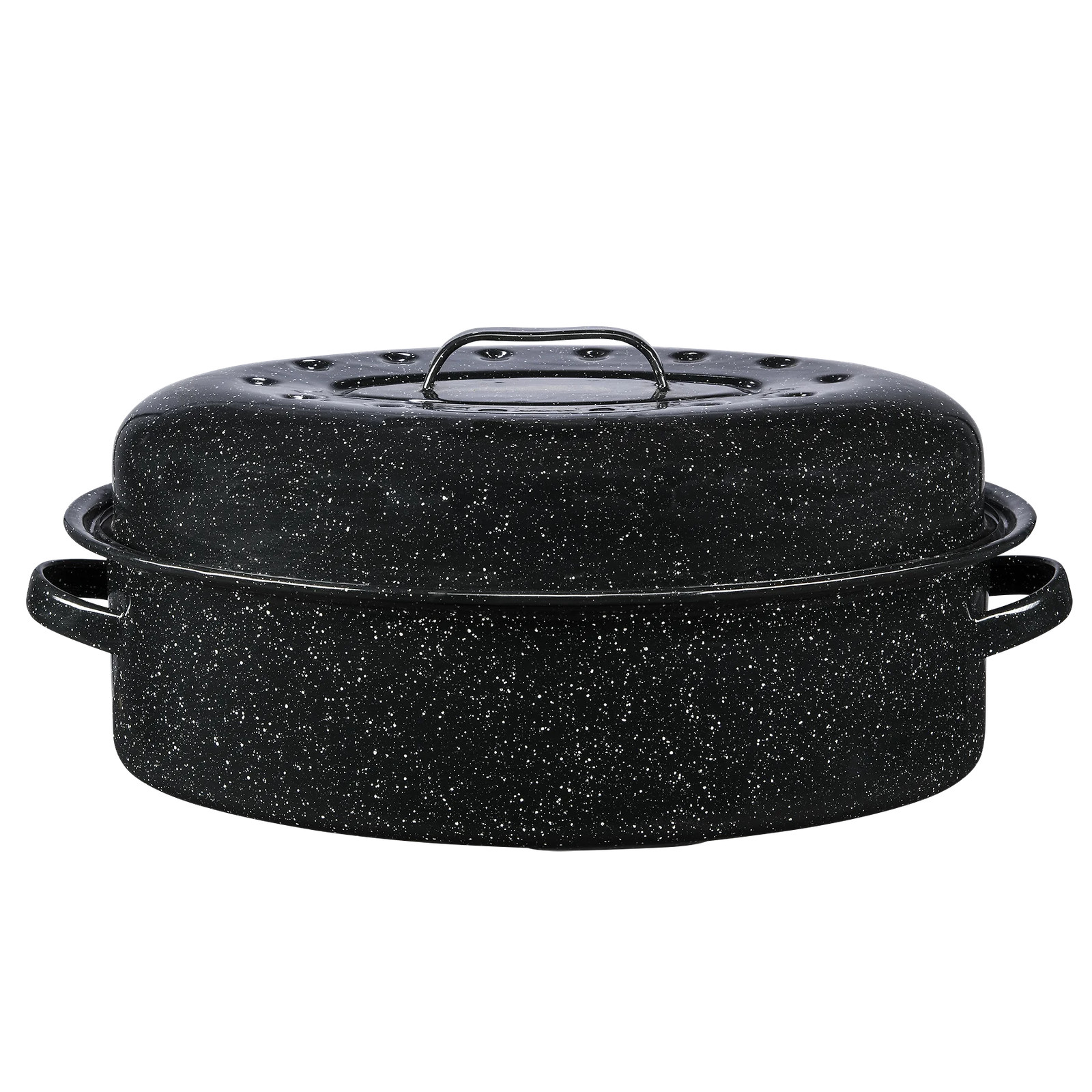 Granite Ware 18″ Covered Oval Roaster, 15 Pound Capacity Porcelain Enamel