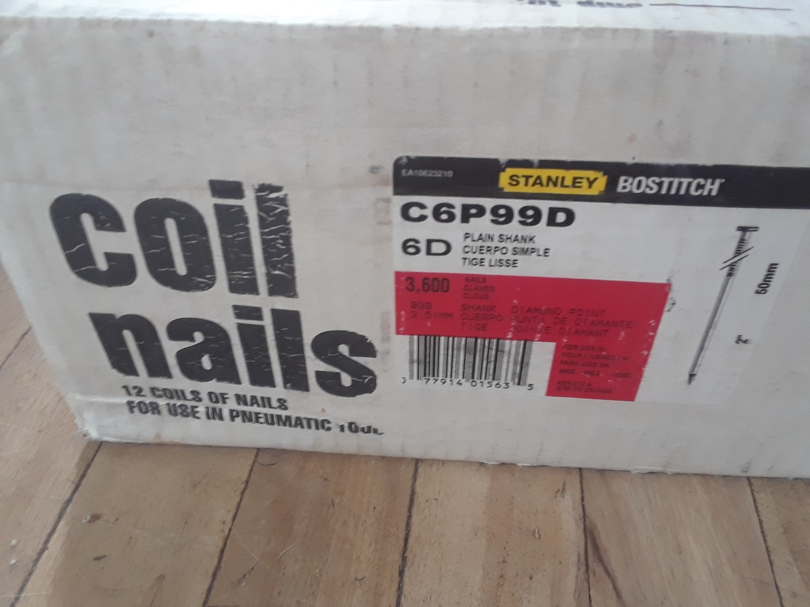 Stanley Bostitch 6d C6P99D 2″ Coil Nails – Plain Shank – Diamond Point 3600-Pack
