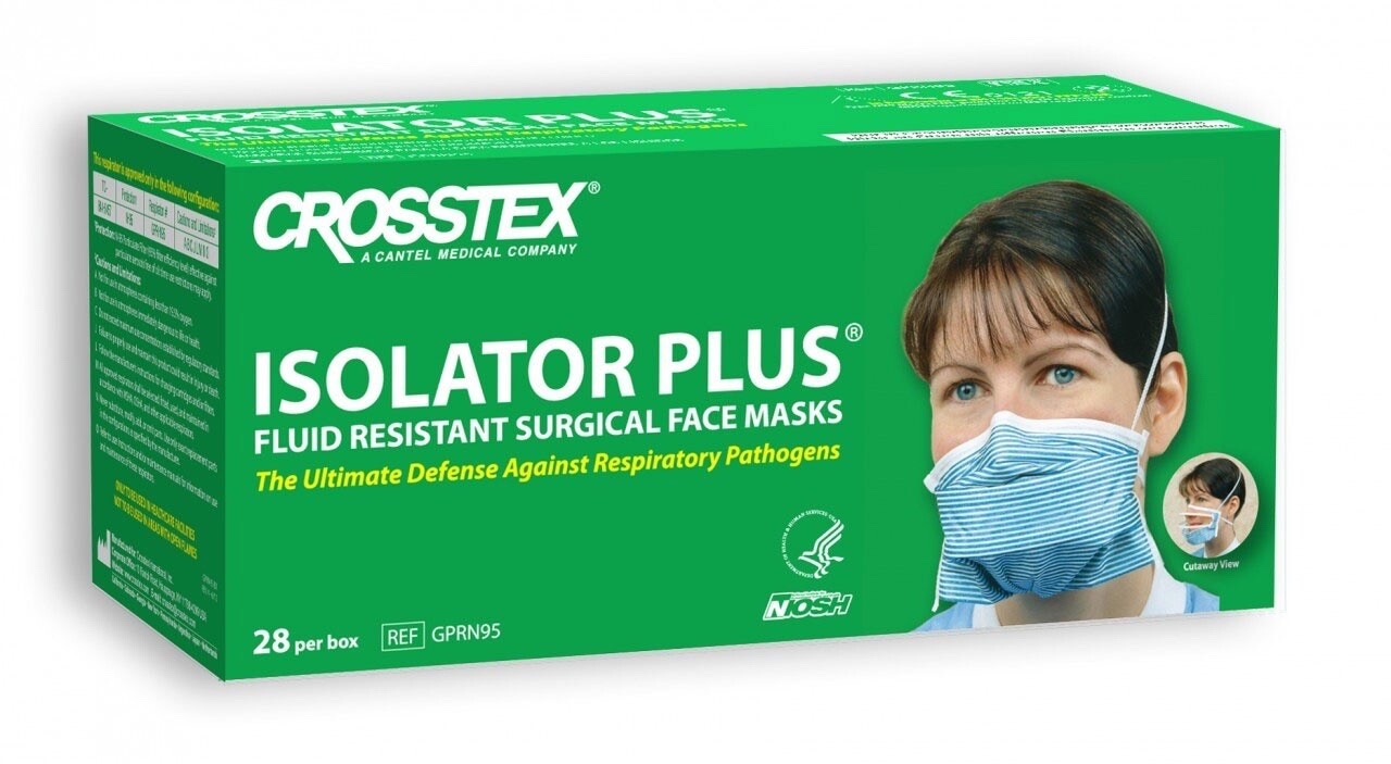 N95 Crosstex Isolator Plus Fluid Resistant Surgical Masks NIOSH [CASE OF 168]