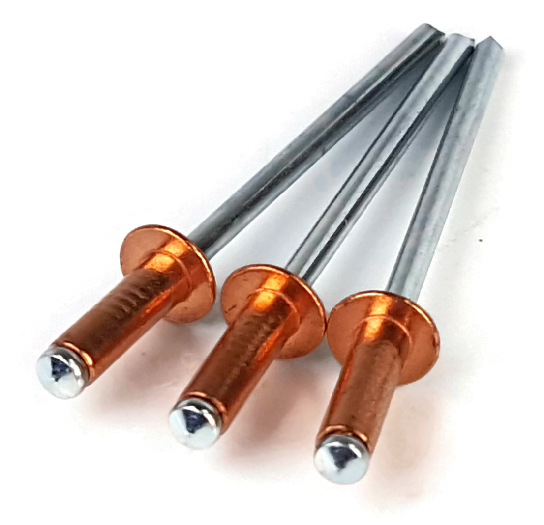 Copper POP Rivet Blind Rivets – 4-4 #44, 1/8″ (0.188 – 0.250 Grip) Qty-100