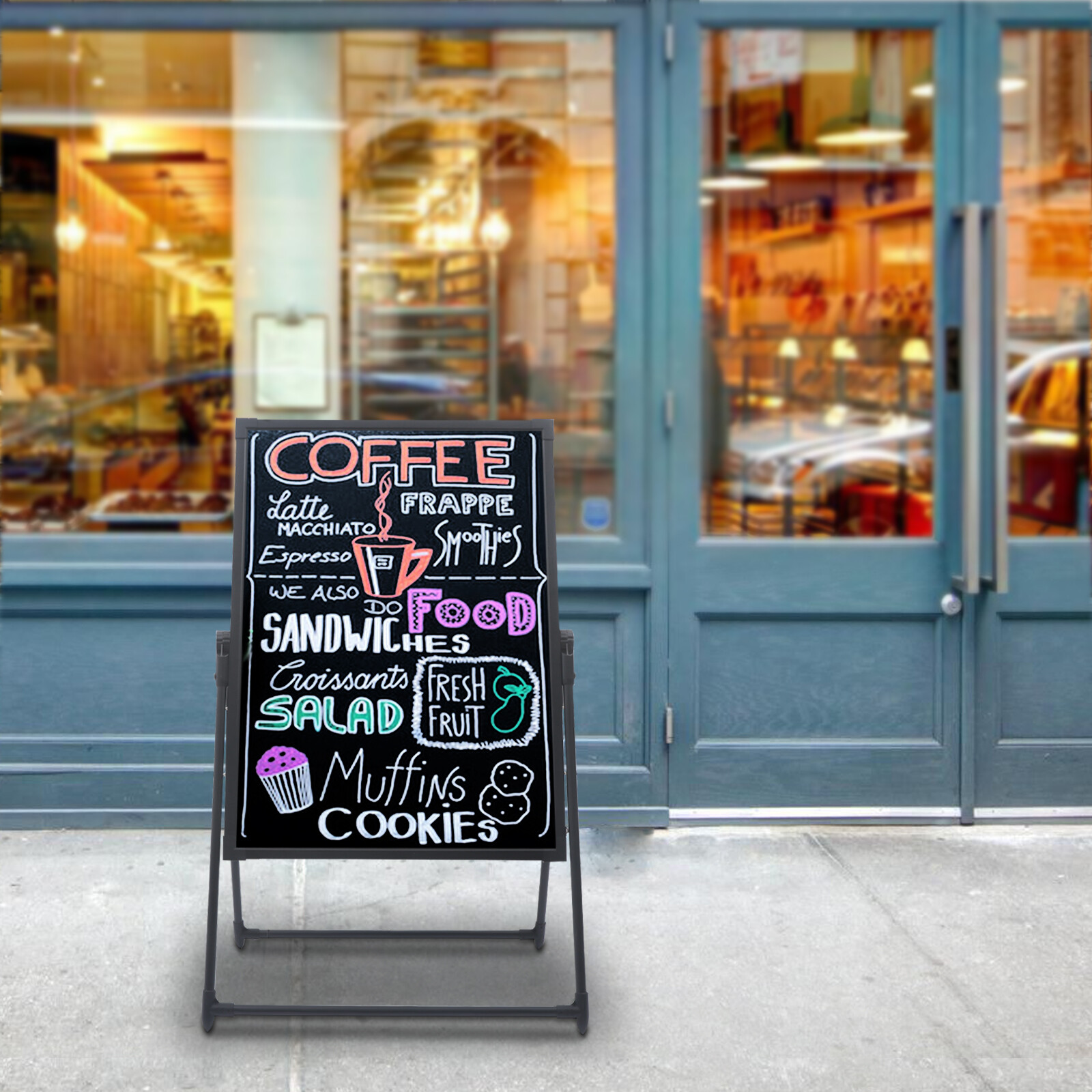 LED Message Board Sign Illuminated Neon Erasable Menu Board Adjustable Height