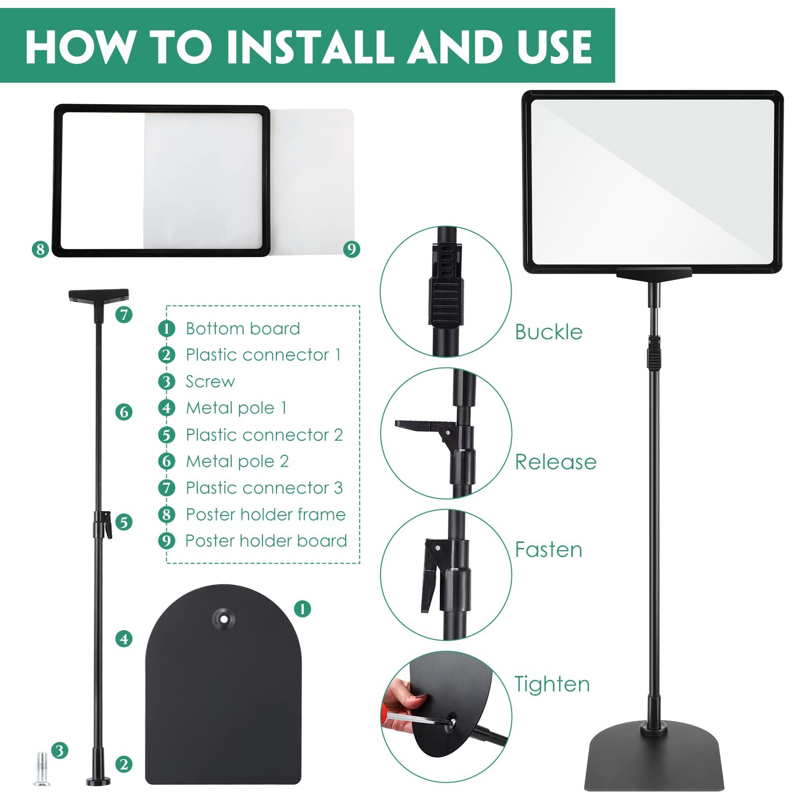 12 Pack Adjustable Poster Stand Holder Floor Standing Display Sign Holder for…
