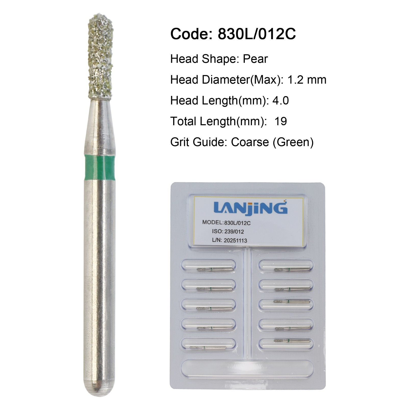 Dental Burs Carbide Pear 330 Diamond Burs Friction Grip High Speed FG 830/010C