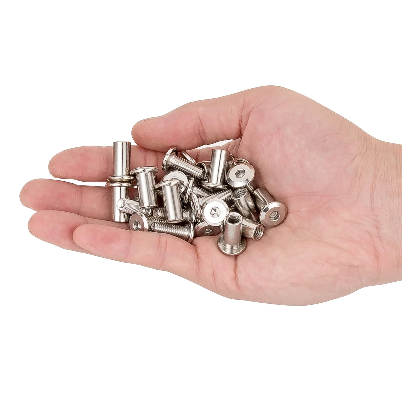 Xrfoiniu 50 Sets Silver Hex Drive Nuts – M6x15mm Furniture Bolts Metal Bolt K…