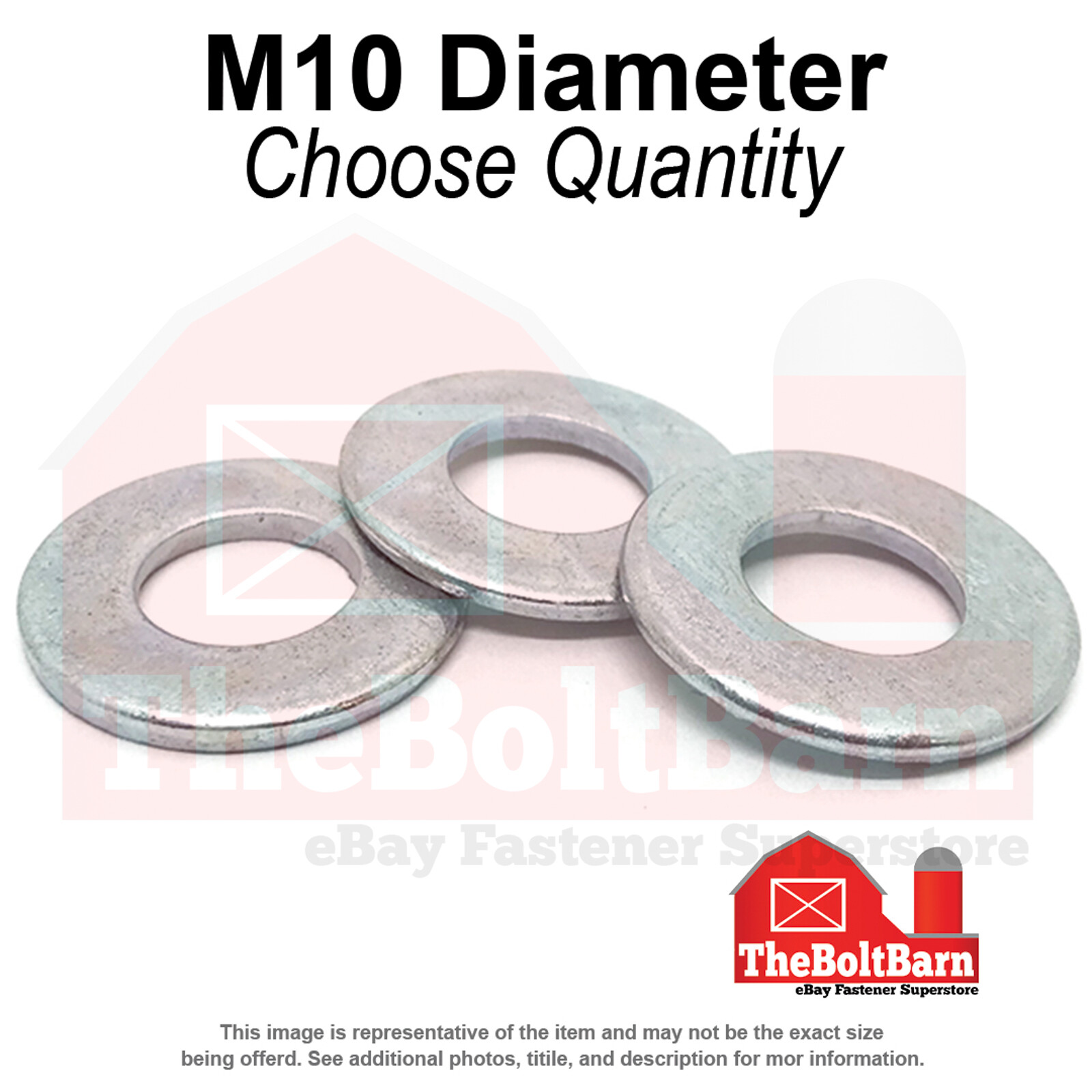 M10 Class 10 Hardened Flat Washers Zinc Clear (Pick Quantity)