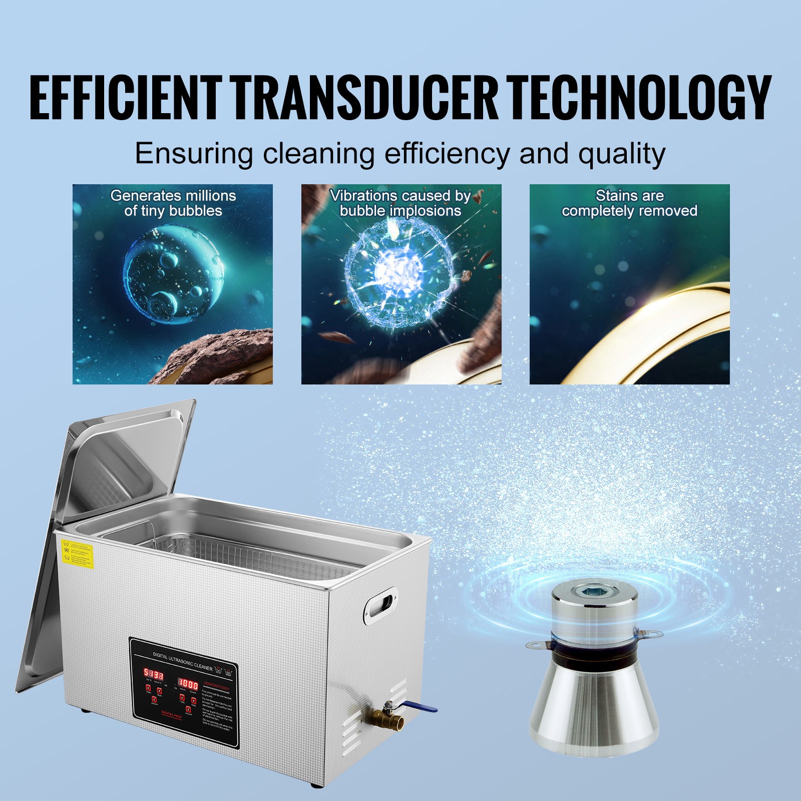 30L Ultrasonic Cleaner Timer Heating Machine Digital Industrial Sonic Cleaner