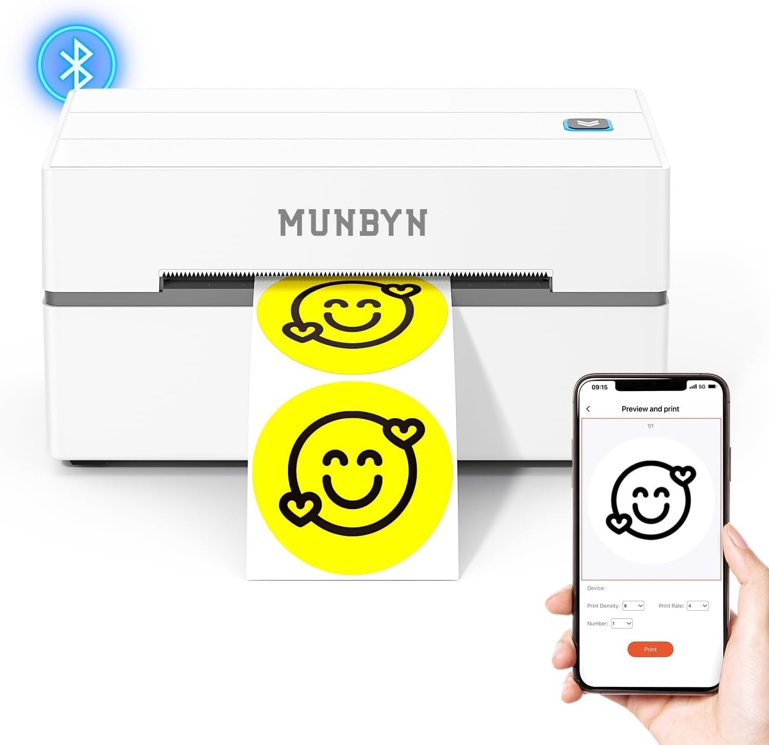 MUNBYN 130B Bluetooth Thermal Label Printer Wireless 4×6 Shipping Label Maker