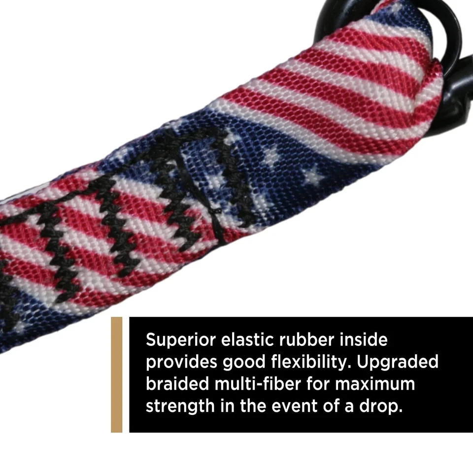 American Flag Tool Lanyard, Shock Absorbing w/Aluminum Locking Carabiner 15lb
