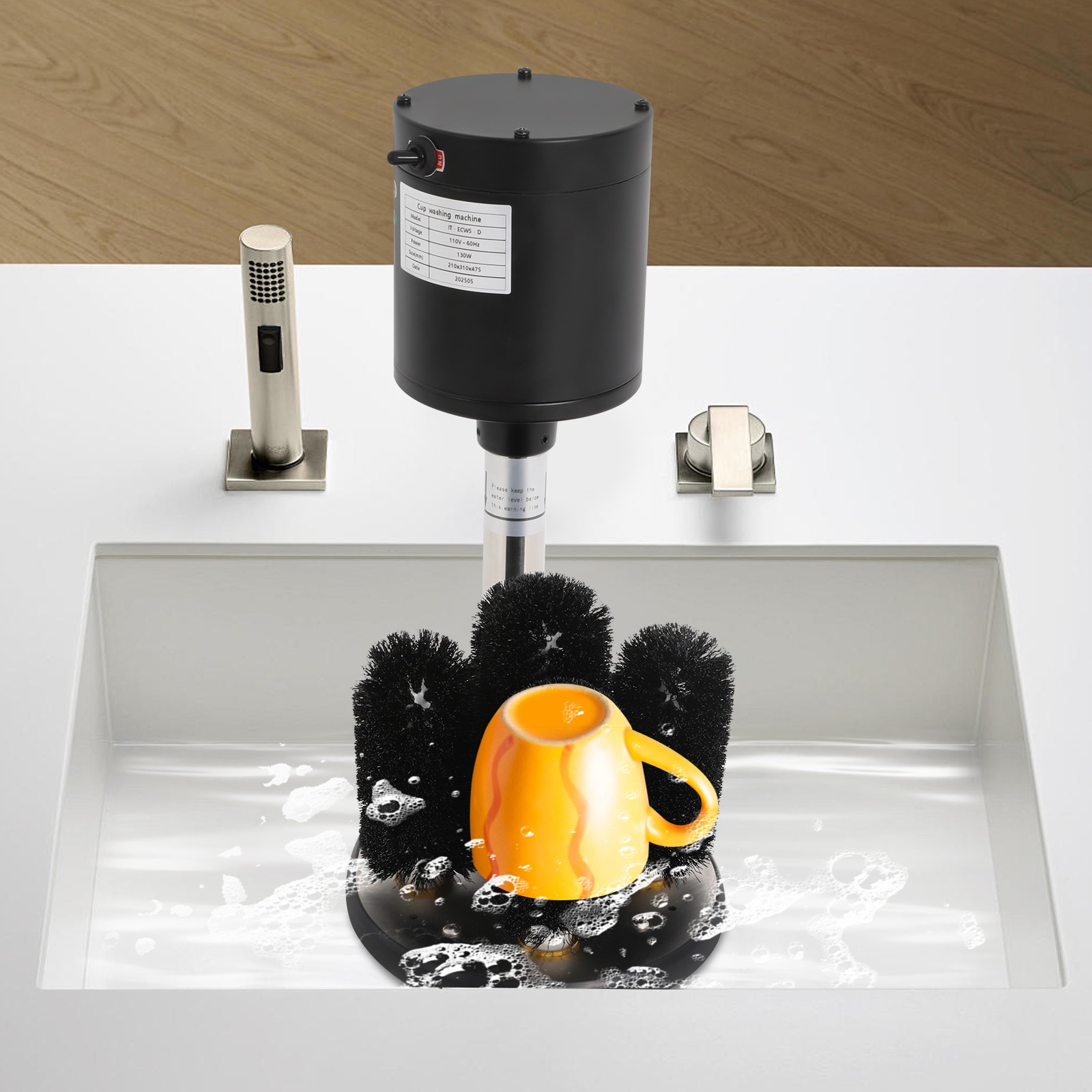 Electric Glass Washer 5-Brush Electric Commercial Wine Glass Cleaning Machine