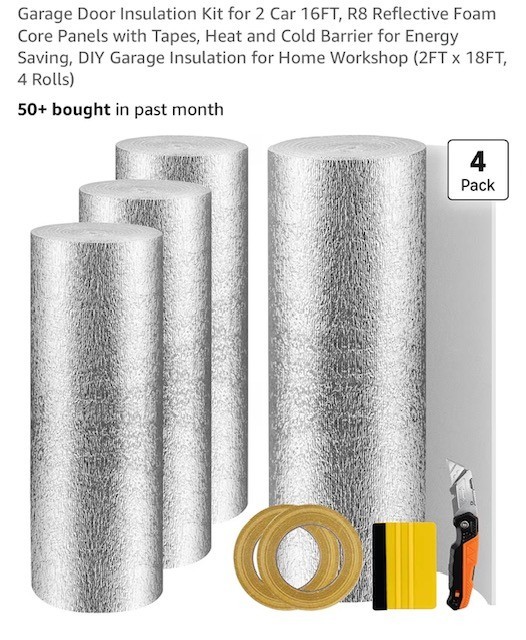 QYXJAEO 2 car garage insulation 16 ft R8 reflective foam