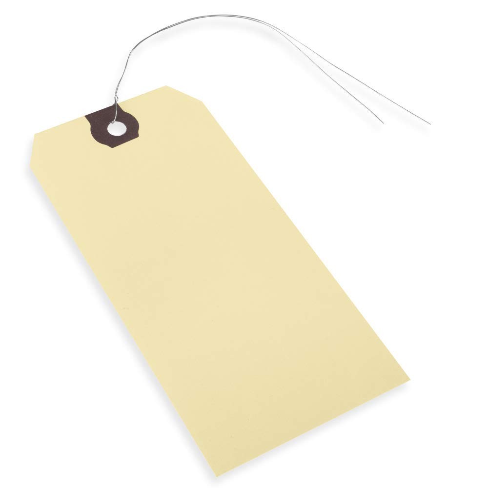 100 PCS 4 3/4×2 3/8 Inch Manila Double Wired Shipping Tags Reinforced Eyelet