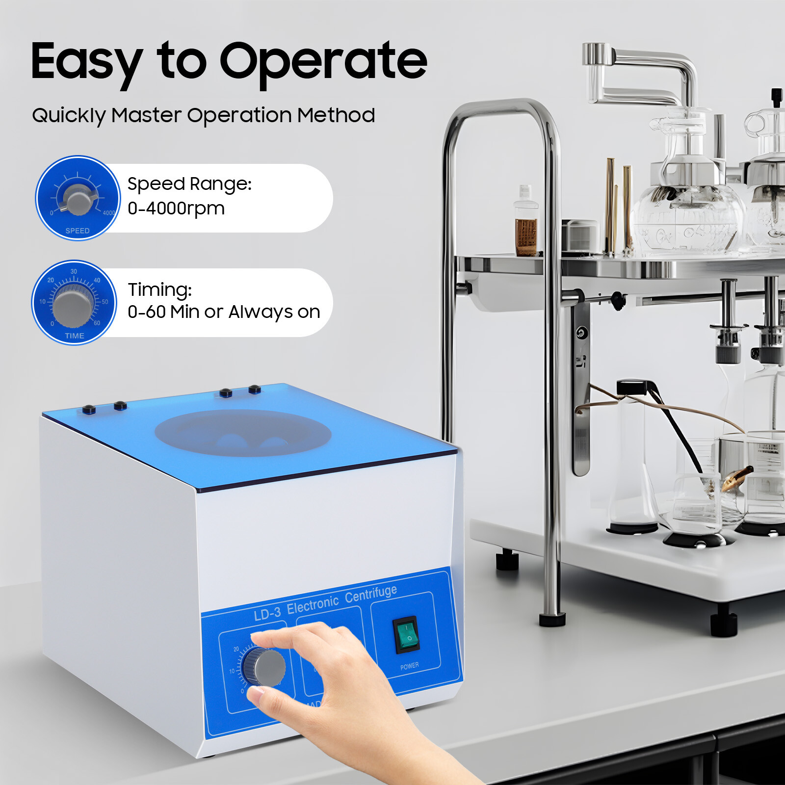 6*50ml LD-3 Electric Benchtop Centrifuge Lab Medical Practice Machine 4000rpm US