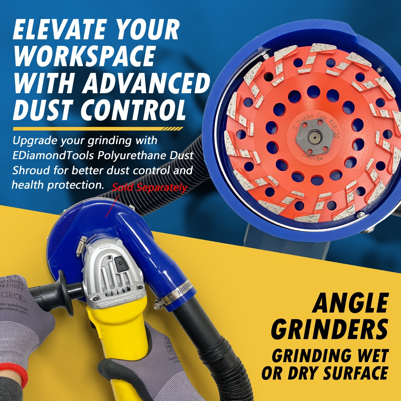 7″ #20/25 Aggressive Diamond Grinding Concrete Cup wheels For 7/8″-5/8″ Arbor